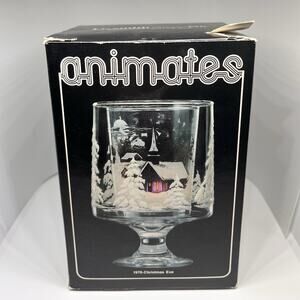 Vintage L.E.Smith Glass Animates Christmas Eve Candle Lamp 1970s Original Box